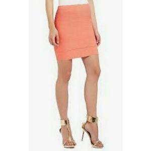 BCBGMaxAzria Simone Power Bandage Mini Skirt - Neon Orange